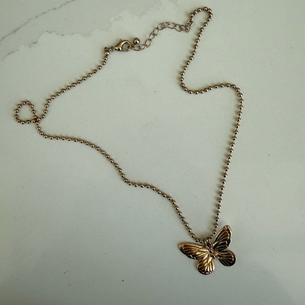 Gold Butterfly Pendant Necklace - Women Jewelry - Picture 4 of 4